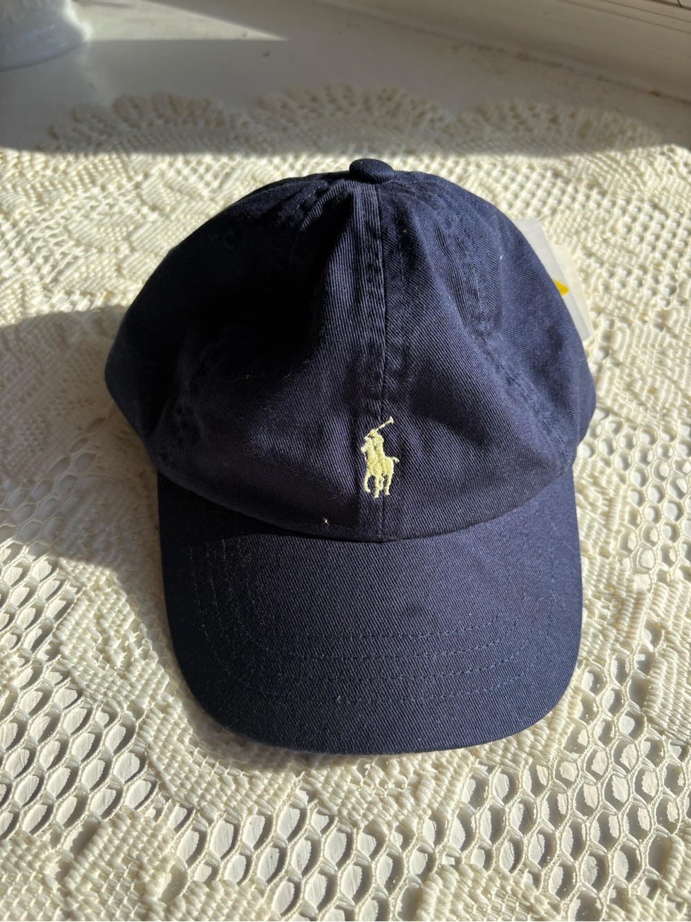 Ralph Lauren Navy Baseball Cap with Yellow Polo Logo